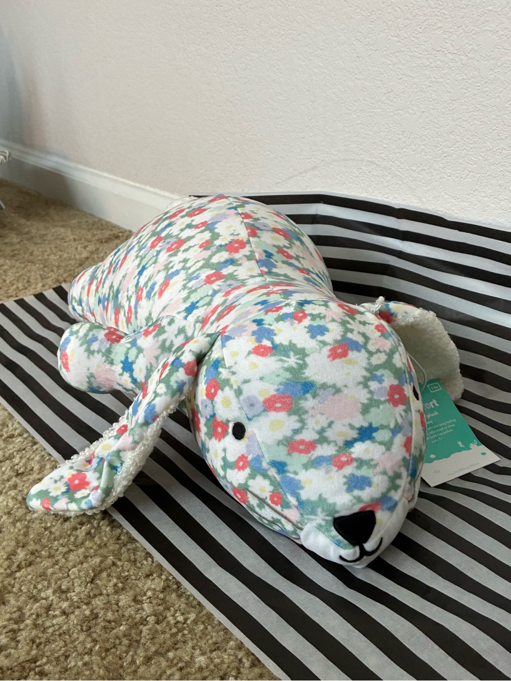 NWT Pillowfort Floral Weighted Plush Bunny 3 lb Weighted Stuffed Animal